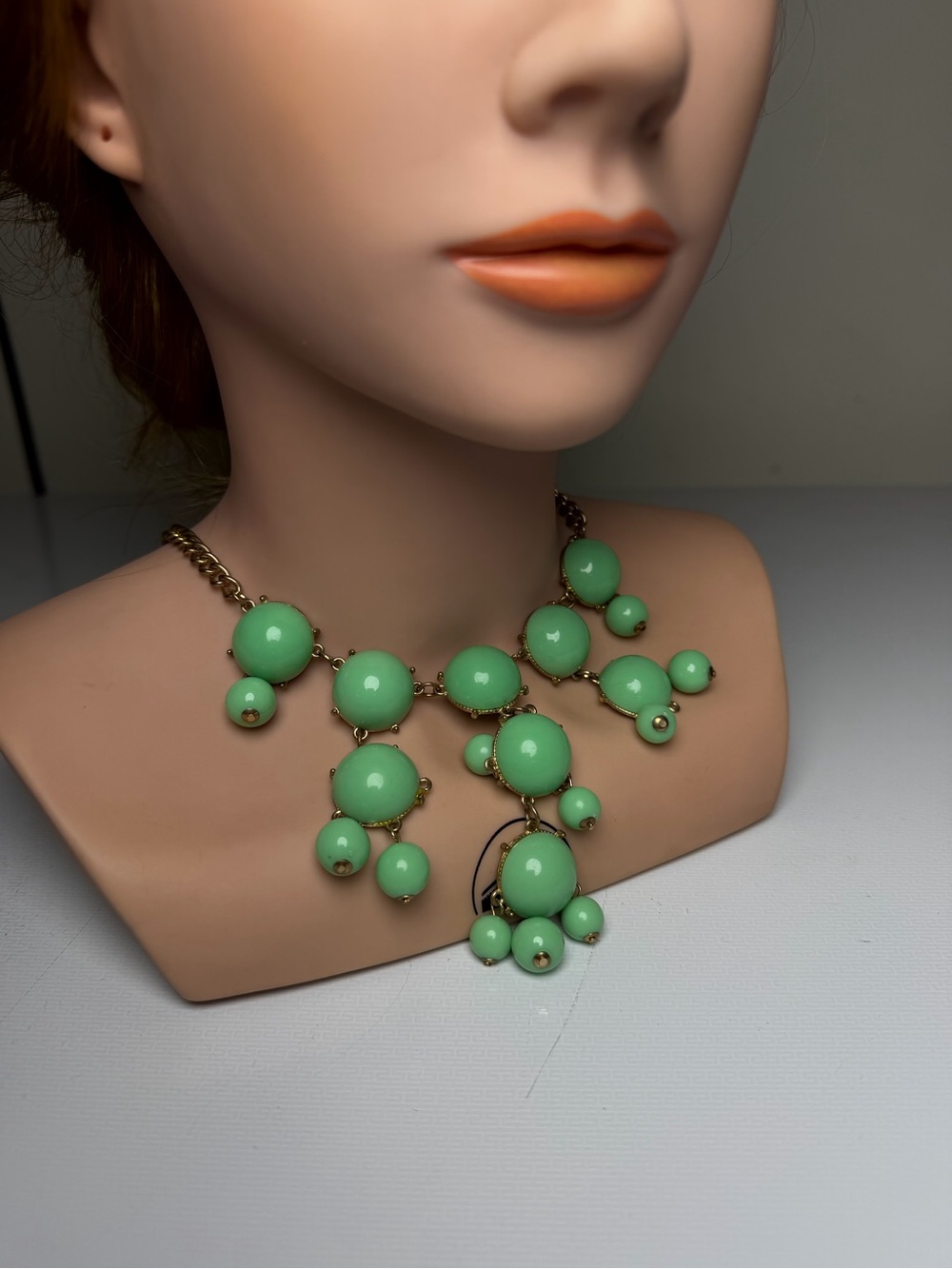 Mint Green Cluster Bubble Necklace with Gold Accents